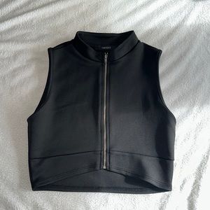 Black zipper front crop top